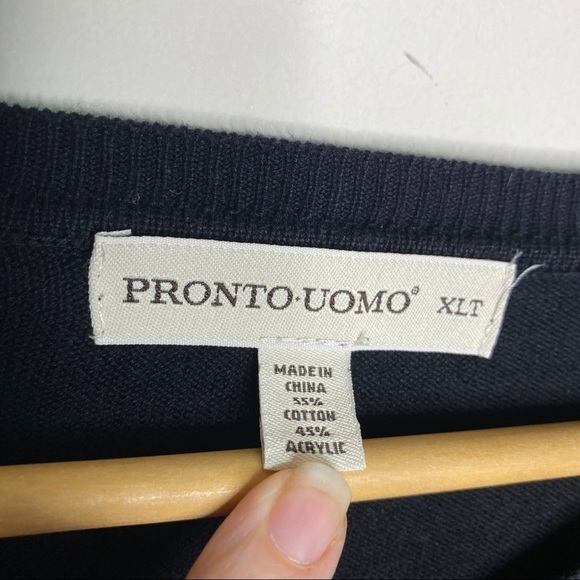 Pronto Uomo V-Neck Argyle Pullover Sweater XLT - Picture 3 of 8